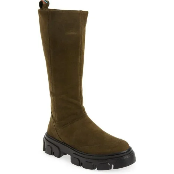 FARM RIO Embroidered Suede Tall Knee High Lug Sole Boot Green Suede 7.5 NEW - Picture 3 of 14